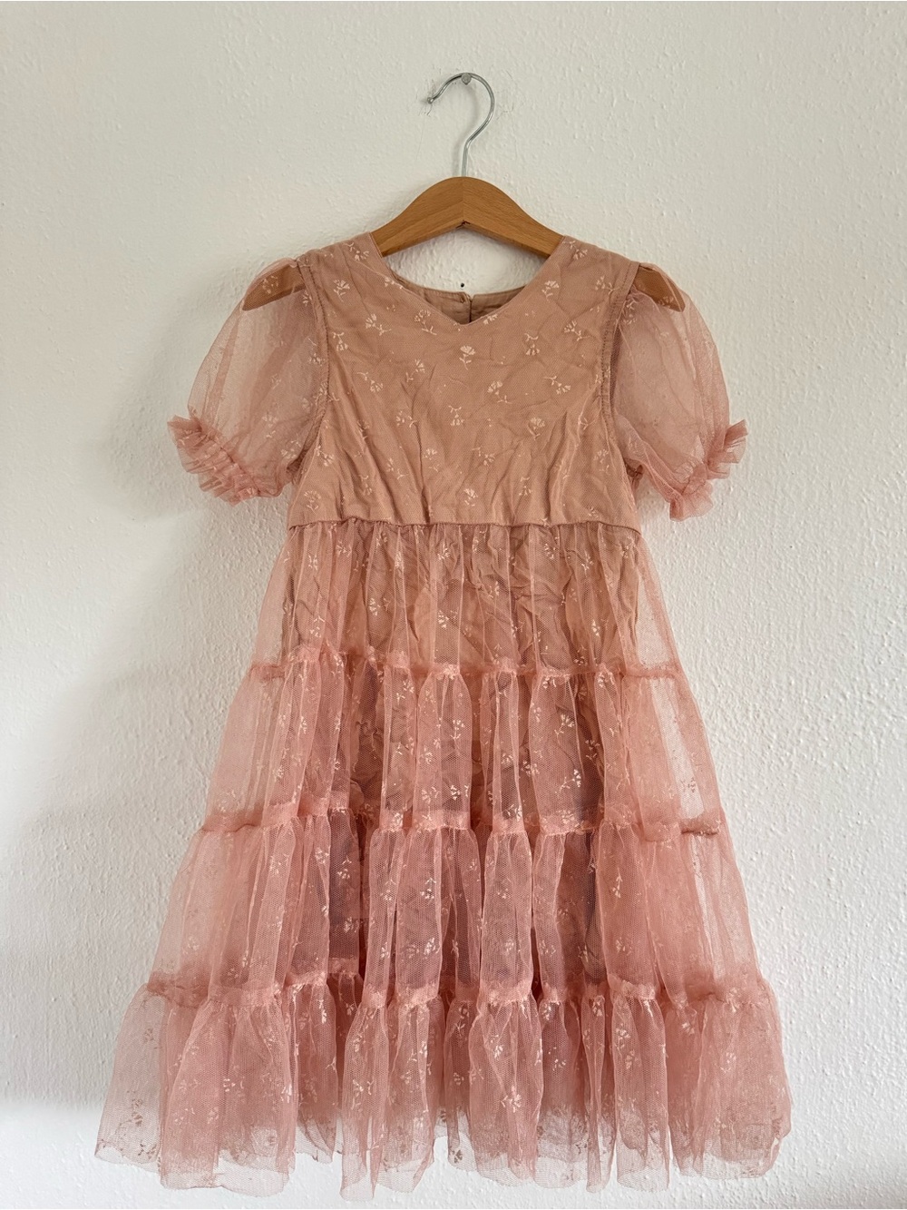Girls' Pink Tulle Layered Party Dress